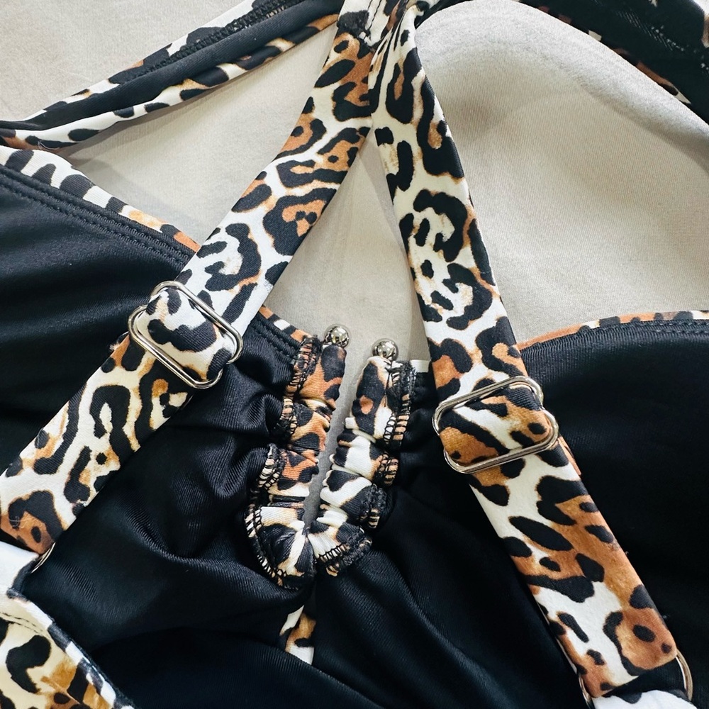 NWT Leopard Pring Tankini / Tummy Control Supportive Swim Top / Size Medium - Picture 10 of 12